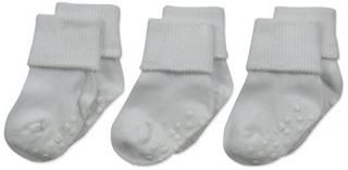 Jefferies Socks Organic Cotton Turn Cuff Sock 3 Pack White 1-3 Months