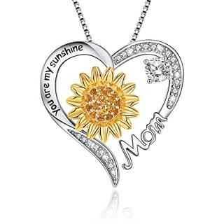 URMWMOO Mother Necklace S925 Sterling Silver Sunflower Necklaces You are My Suns
