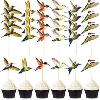 24 Pieces Hummingbird Cupcake Topper Hummingbird Cake Bird Decoration Cupcake Pi