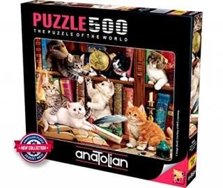 Anatolian Puzzle - Kittens in The Library - 500 Piece Jigsaw Puzzle #3618 Multic