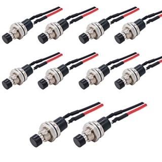 Twidec/10Pcs 1A 250V AC 2 Pins SPST Black Normal Open Mini Momentary Push Button