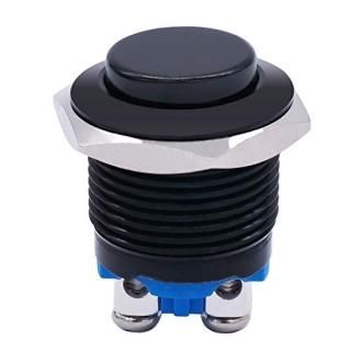 Twidec / 16mm Waterproof Black Metal Shell Momentary Raised Top Push Button Swit