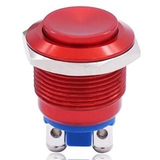 Twidec / 19mm Waterproof Red Metal Shell Momentary Raised Top Push Button Switch