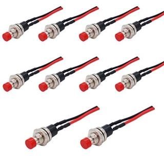 Twidec/10Pcs 1A 250V AC 2 Pins SPST Red Normal Open Mini Momentary Push Button S