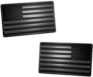 USA American 3D Metal Flag Auto Emblem for Cars Trucks 2pcs Forward and Reverse 