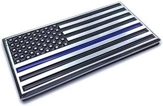 Muzzys-Premium Aluminum Thin Blue LINE American Flag Decal Emblem Sticker Badge 