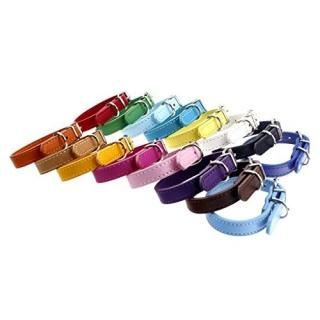 TenCloud Pet Collar Set of 12 or 16 Adjustable ID Collars Leather for Puppy Medi