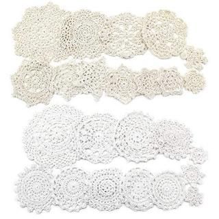 Jiozermi 24 Pcs Hand Crochet Lace Doilies Handmade Vintage Round Lace Doilies Pl