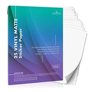 Premium Printable Vinyl Sticker Paper - 25 Matte Sheets of Waterproof White Deca