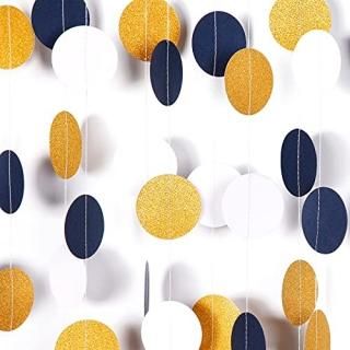 Navy Blue White Gold Paper Garland52Ft Glitter Sprinkles Hanging Decoration Stre