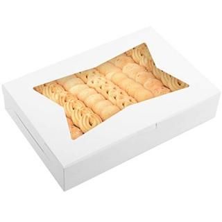 Moretoes 24pcs 12 Inch White Bakery Boxes with Window 12x8x2.5 Treat Boxes Pastr