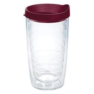 Tervis Clear & Colorful 16oz Made in USA Double Walled Insulated Tumbler Maroon 
