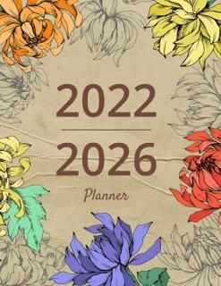 2022-2026 Planner Five Year Planner  Weekly and Monthly Calendar with Chrysanthe