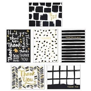 Hallmark Thank You Cards Assortment Artistic Black and White 24 Cards with Envel