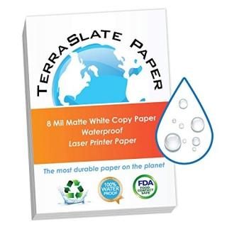 TerraSlate Paper 7 MIL Waterproof Laser Printer/Copy Paper 22cm x 28cm 25 Sheets