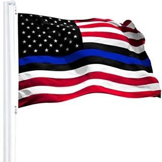 G128 Blue Lives Matter Flag Police Flag Embroidered 3x5 FT Spun Polyester
