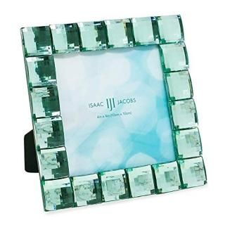 Isaac Jacobs Decorative Sparkling Light Green Jewel Picture Frame Photo Display 