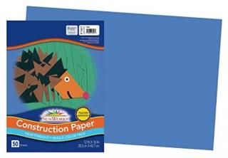 Construction Paper 58 lbs. 12 x 18 Blue 50 Sheets/Pack 