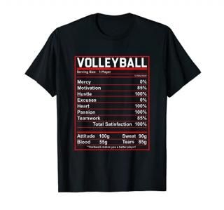 Funny Volleyball Nutrition Facts Women Men T-Shirt
