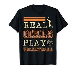 Real Girls Play Volleyball Women Net Block Spike Volleyball T-Shirt