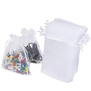 WenTao 100PCS 4x6 10x15cm Sheer Organza Bags White Wedding Favor Bags With Draws