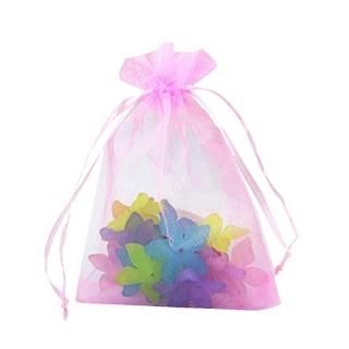Stratalife 50PCS Drawstring Organza Bags 5x7 Inches Pink Transparent Jewelry Fav