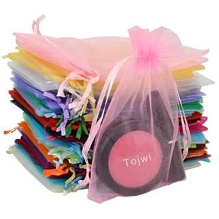 Bluecell Pack of 50 Hot Pink color Organza Drawstring Gift Bag Pouch Wrap for Pa