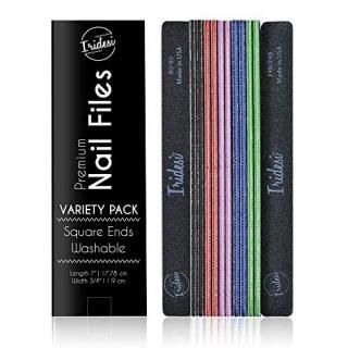 Professional Nail Files Black Color Coded Center Washable Emery Boards 7 Inches 