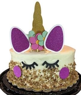 Unicorn Birthday Cake Topper Set - Complete Party Cake Decorating Kit - Horn Ear