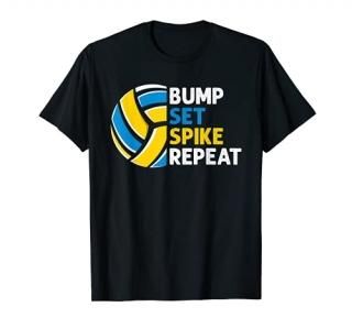 Volleyball Bump Set Spike Repeat Blue Purple Teen Cute Gift T-Shirt