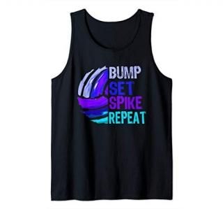 Girls Volleyball Bump Set Spike Repeat Blue Purple Teen Tank Top
