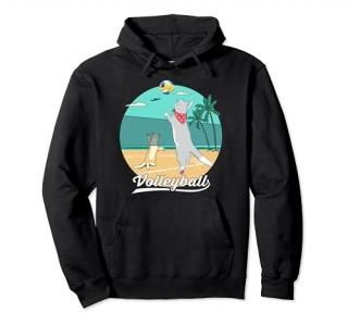 Funny Cats Playing Beach Volleyball  Volleyball Spike Lover Pullover Hoodie