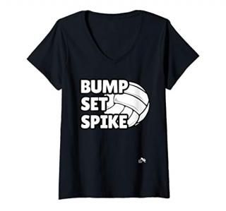 Womens Bump Set Spike Volleyball V-Neck T-Shirt