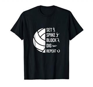 Set Spike Repeat Volleyball Shirt For Girls Moms Coach Gift
