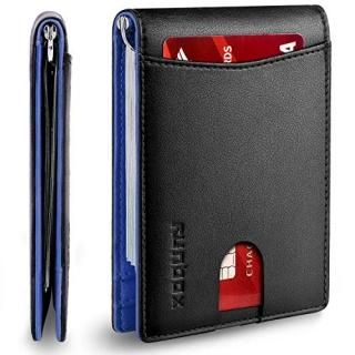 RUNBOX Minimalist Slim Wallet for Men with Money Clip RFID Blocking Front Pocket
