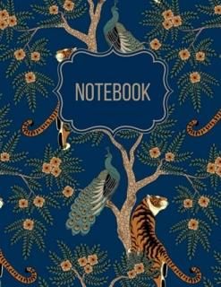Books by Amanda Rashawn Notebook 2022 100 Sheets Navy Tiger and Peacock  Noteboo