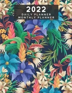 Daily Planner + Monthly Planner Flowers Pattern  Diary Planner