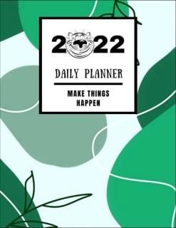 2022 Daily Planner Make Things Happen Watercolor Green Leavesannual Planner For 