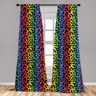 Ambesonne Leopard Print Curtains Modernized Panther Leo Skin Wild Big Cats in Gr