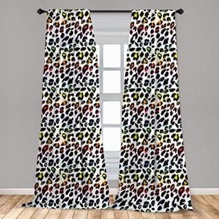 Ambesonne Leopard Print Window Curtains Classical Savannah Mammal Skin Pattern w