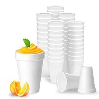 20 Oz Disposable Styrofoam Cups 50 Pack White Foam Cup Insulates Hot & Cold Beve