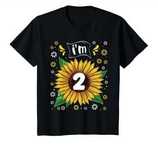Kids 2nd Birthday Girl Sunflower 2 year old Sunflower Party T-Shirt