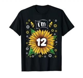12th Birthday Girl Sunflower 12 year old Sunflower Party T-Shirt