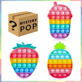 4PCS Pop Pack Rainbow Bubble Fidget Sensory Toy Push Cheap Popper Bubbles Poppin