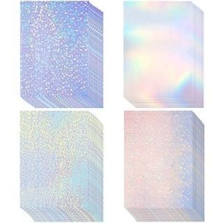 36 Sheets Holographic Sticker Paper Clear A4 Printable Vinyl Sticker Paper Self-