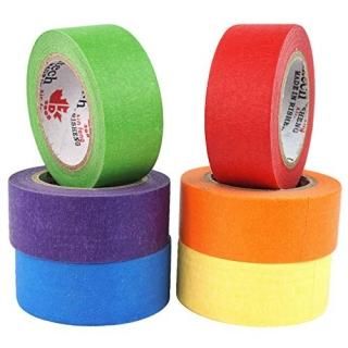 FoRapid Colored Masking Tape Rainbow Color Craft Paper Tape Art Painters Tape Wr