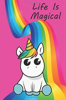 Life Is Magical Unicorn and Rainbow Journal/Notebook pink