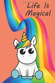 Life Is Magical Unicorn and Rainbow Journal/Notebook orange