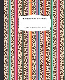COMPOSITION NOTEBOOK Leopard Print Big Cat Animal Fur Pattern Rainbow Serape Bac