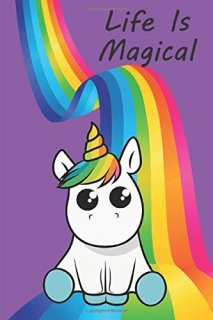 Life Is Magical Unicorn and Rainbow Journal/Notebook purple